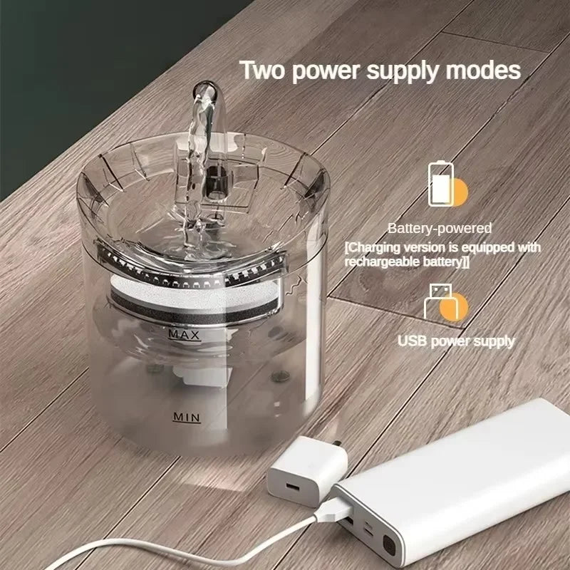 Transparent Automatic Pet Water Fountain with Motion Sensor Filter (2L)