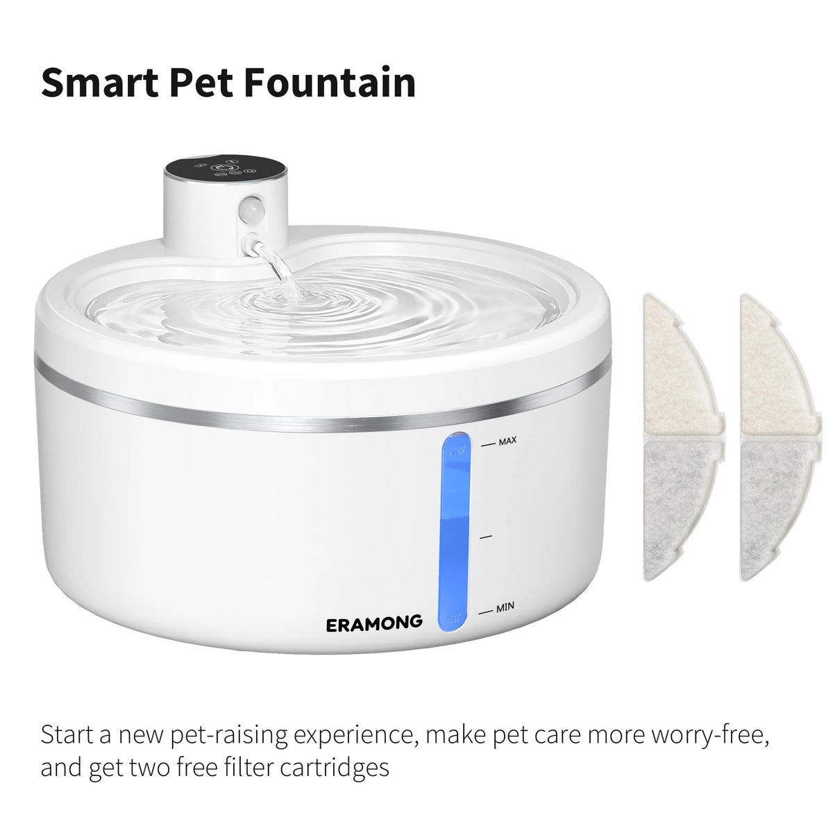 2.7L Wireless Smart Pet Water Fountain with Motion Sensor & Rechargeable Battery