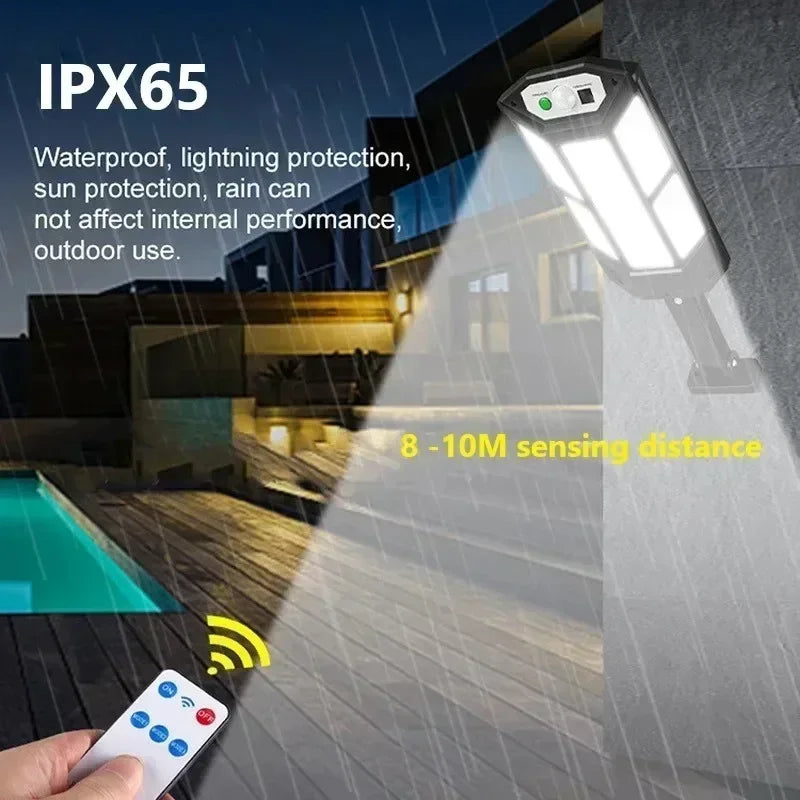 Solar Motion Sensor Outdoor Wall Light with Remote