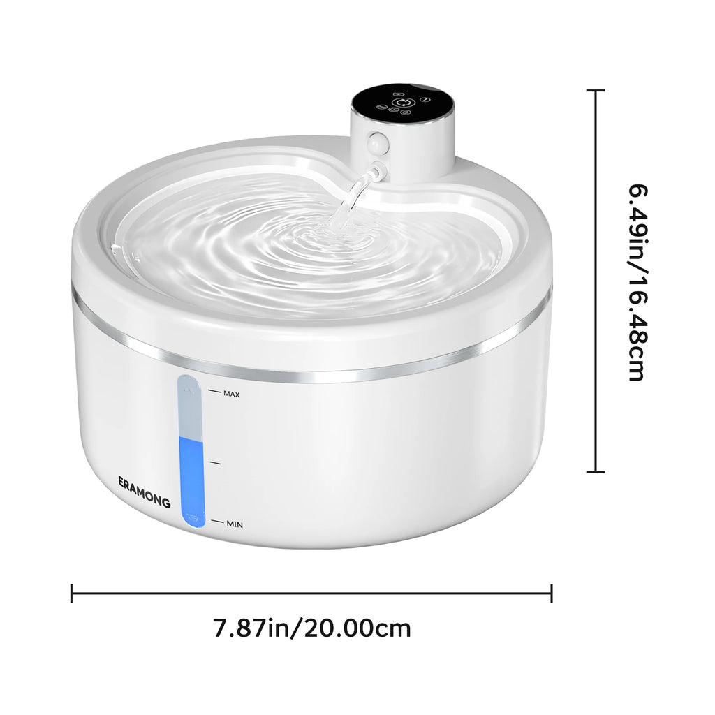 2.7L Wireless Smart Pet Water Fountain with Motion Sensor & Rechargeable Battery