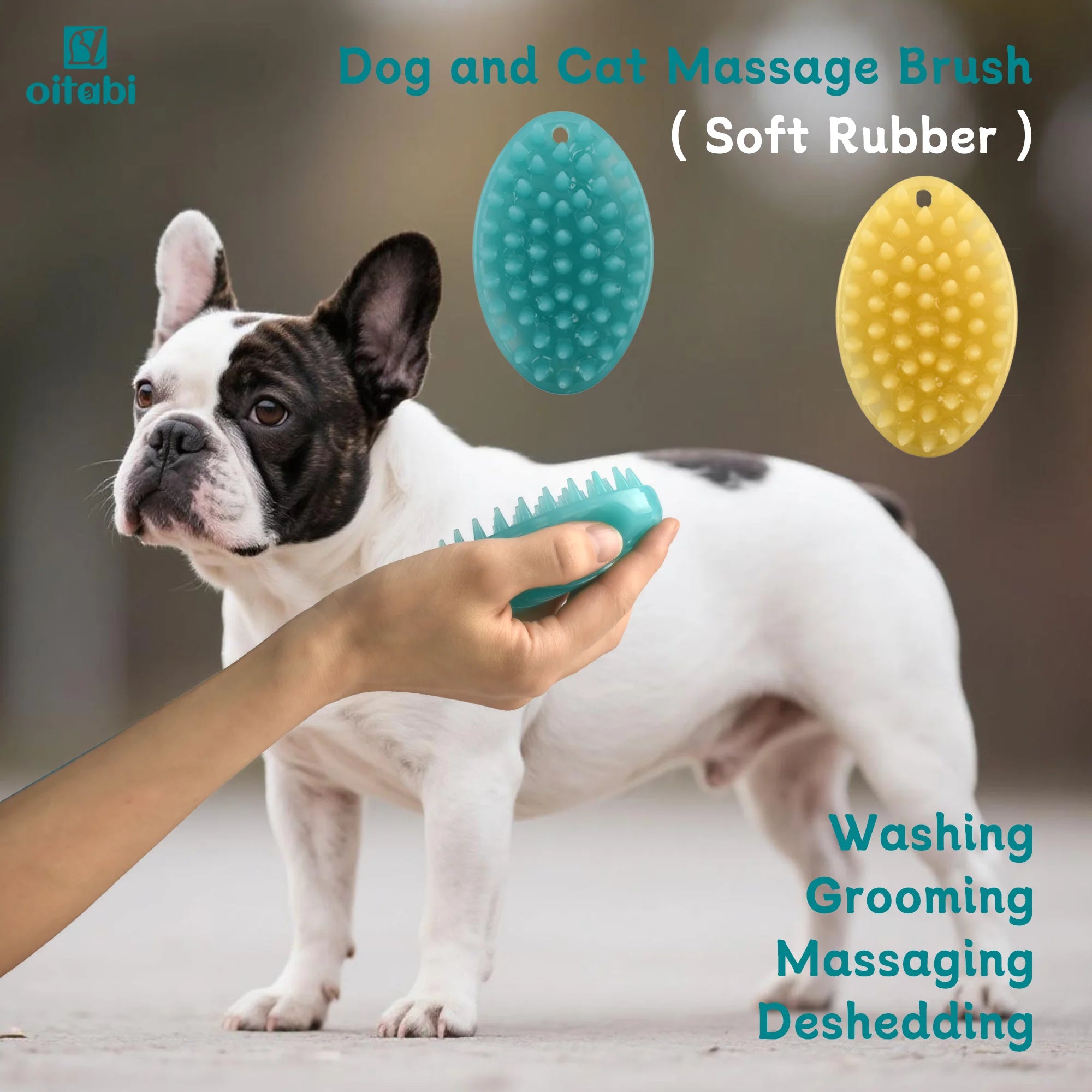 Premium Silicone Pet Grooming Brush | Dog & Cat Bath Massage Comb