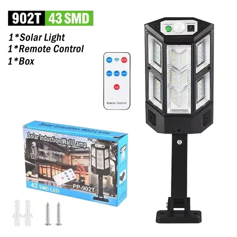 Solar Motion Sensor Outdoor Wall Light with Remote