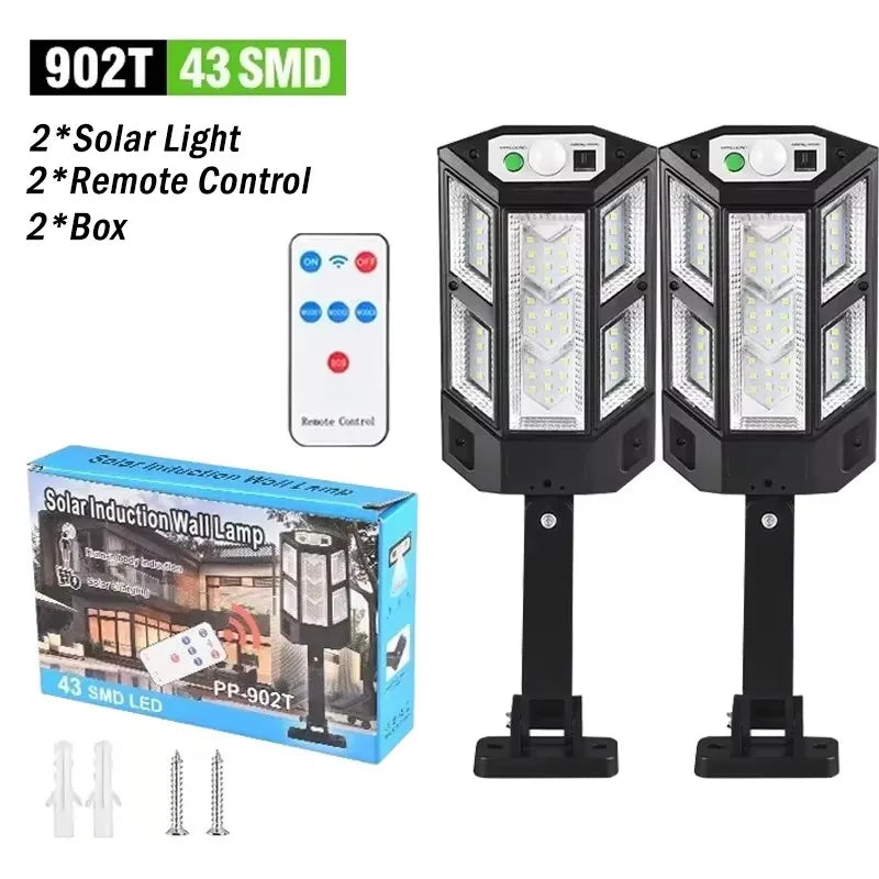 Solar Motion Sensor Outdoor Wall Light with Remote