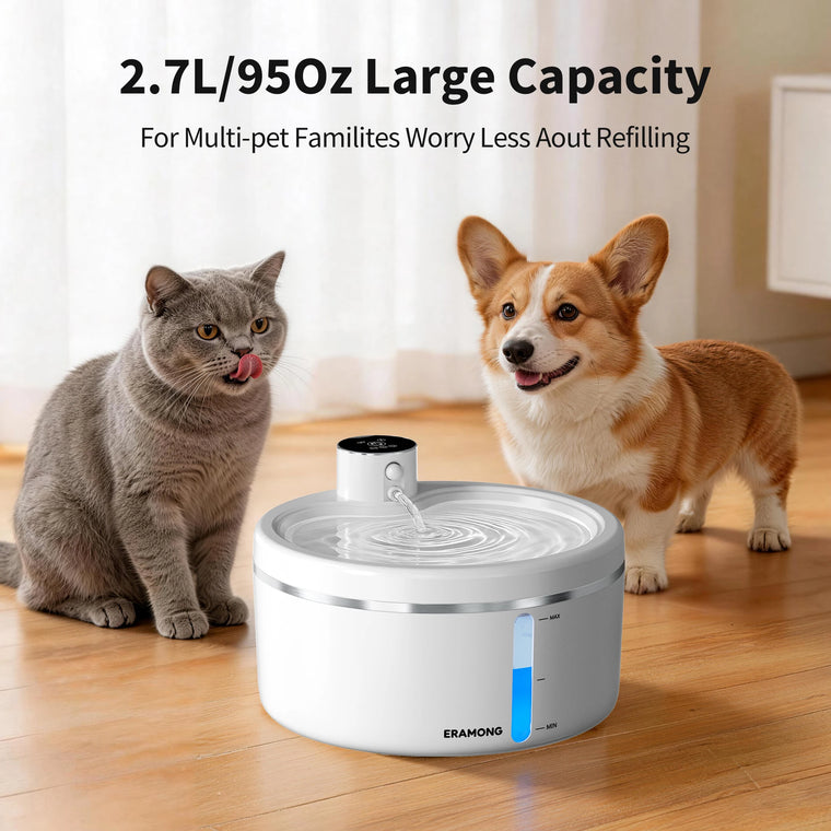 2.7L Wireless Smart Pet Water Fountain with Motion Sensor & Rechargeable Battery