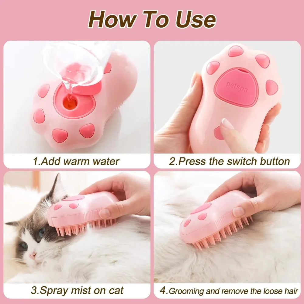 3-in-1 Steam Pet Grooming Brush for Dogs & Cats