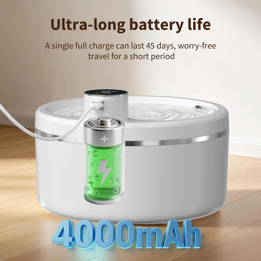 2.7L Wireless Smart Pet Water Fountain with Motion Sensor & Rechargeable Battery