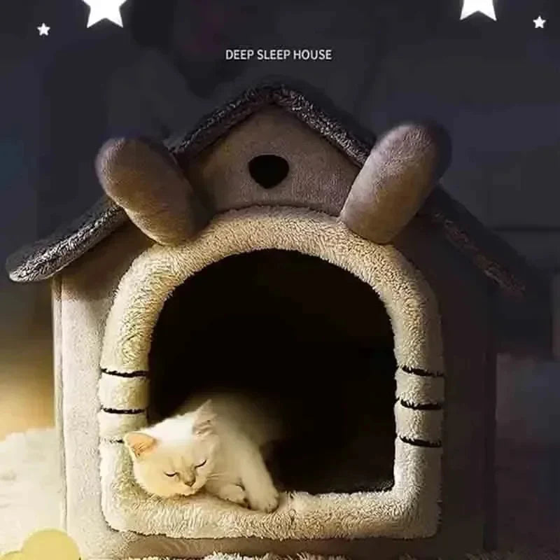 Indoor Warm Pet House for Dogs & Cats – Soft Washable Cozy Bed Kennel