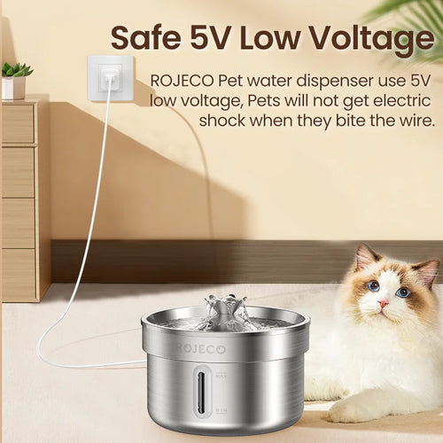 2L Smart Pet Water Fountain with Triple Filtration