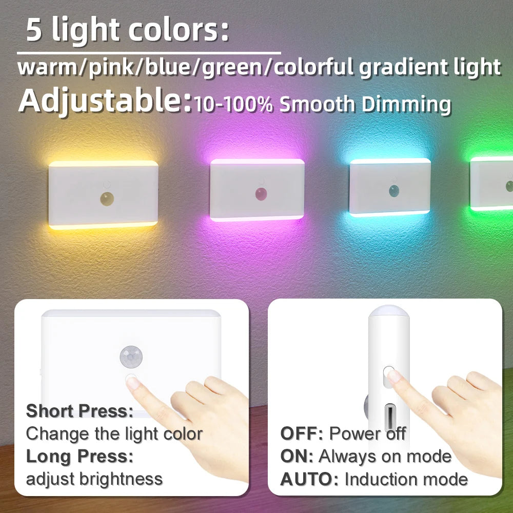 USB Rechargeable Motion Sensor Night Light – Smart LED Cabinet & Hallway Light (1–2 Pack)