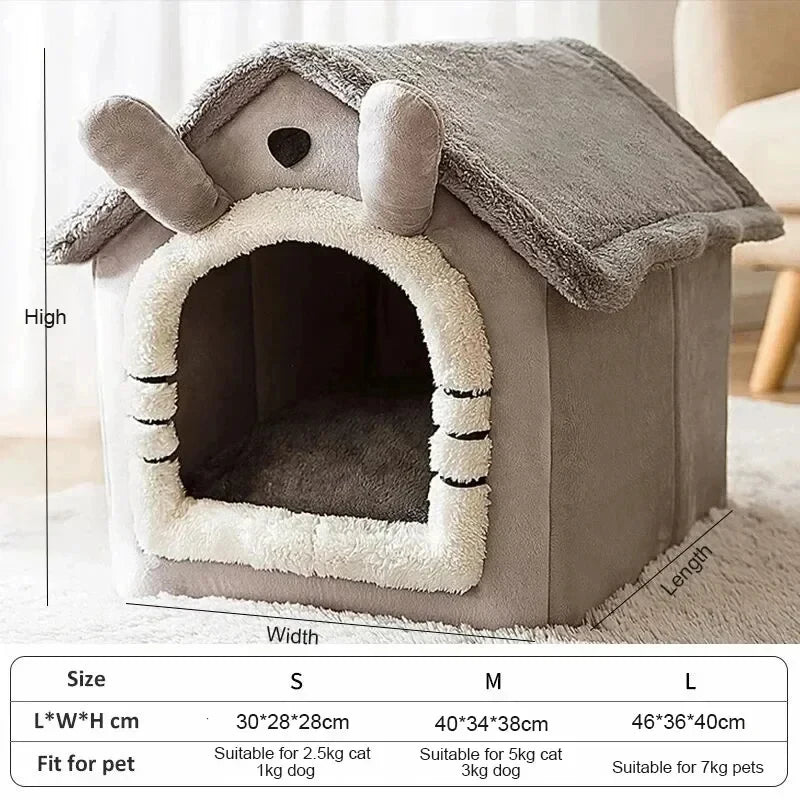 Indoor Warm Pet House for Dogs & Cats – Soft Washable Cozy Bed Kennel