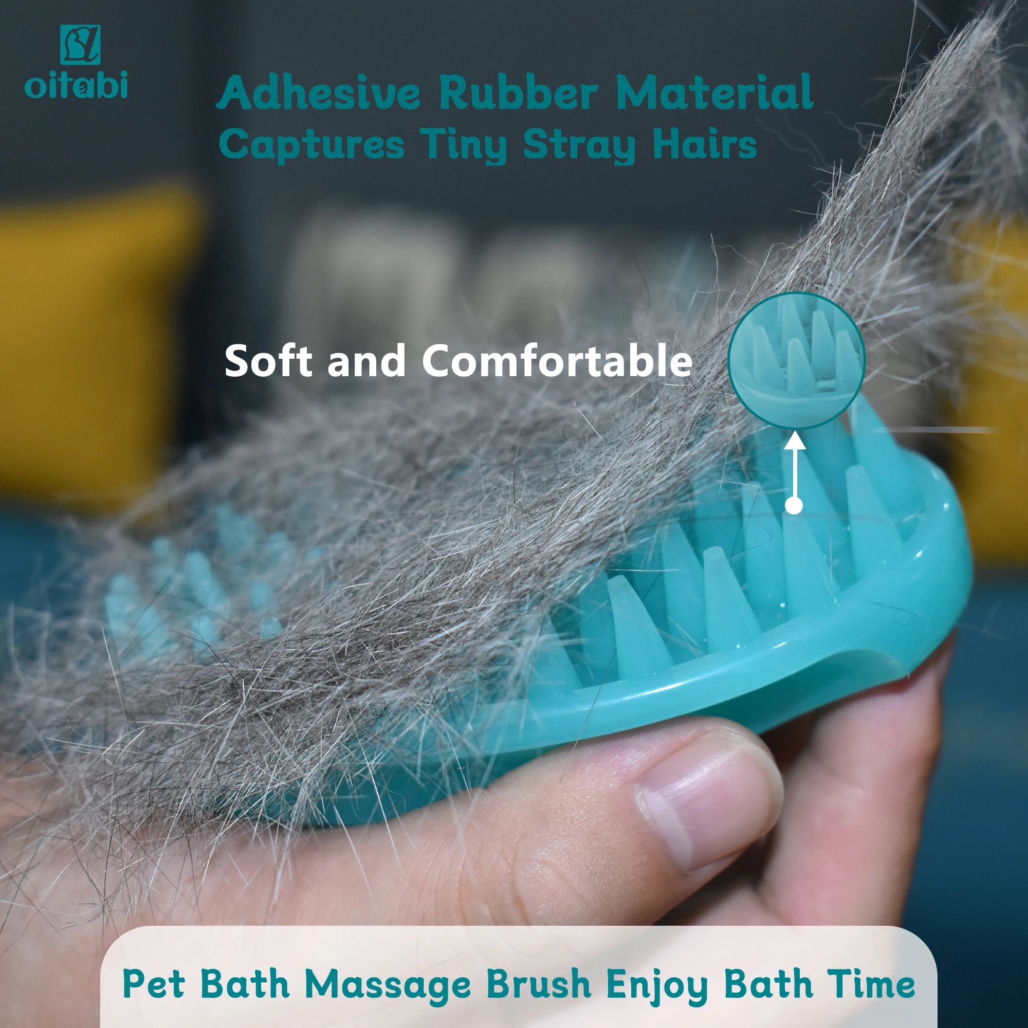 Premium Silicone Pet Grooming Brush | Dog & Cat Bath Massage Comb