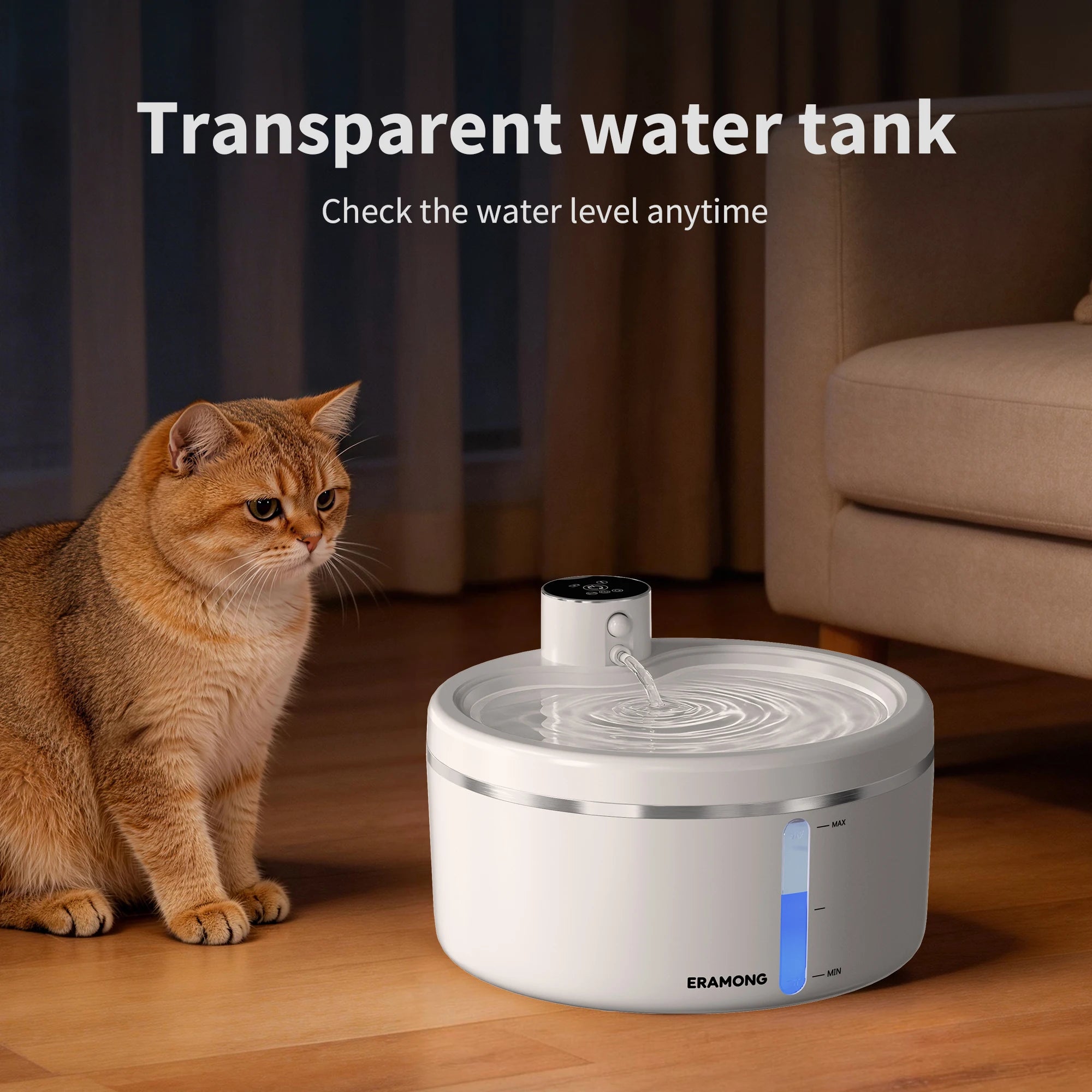 2.7L Wireless Smart Pet Water Fountain with Motion Sensor & Rechargeable Battery