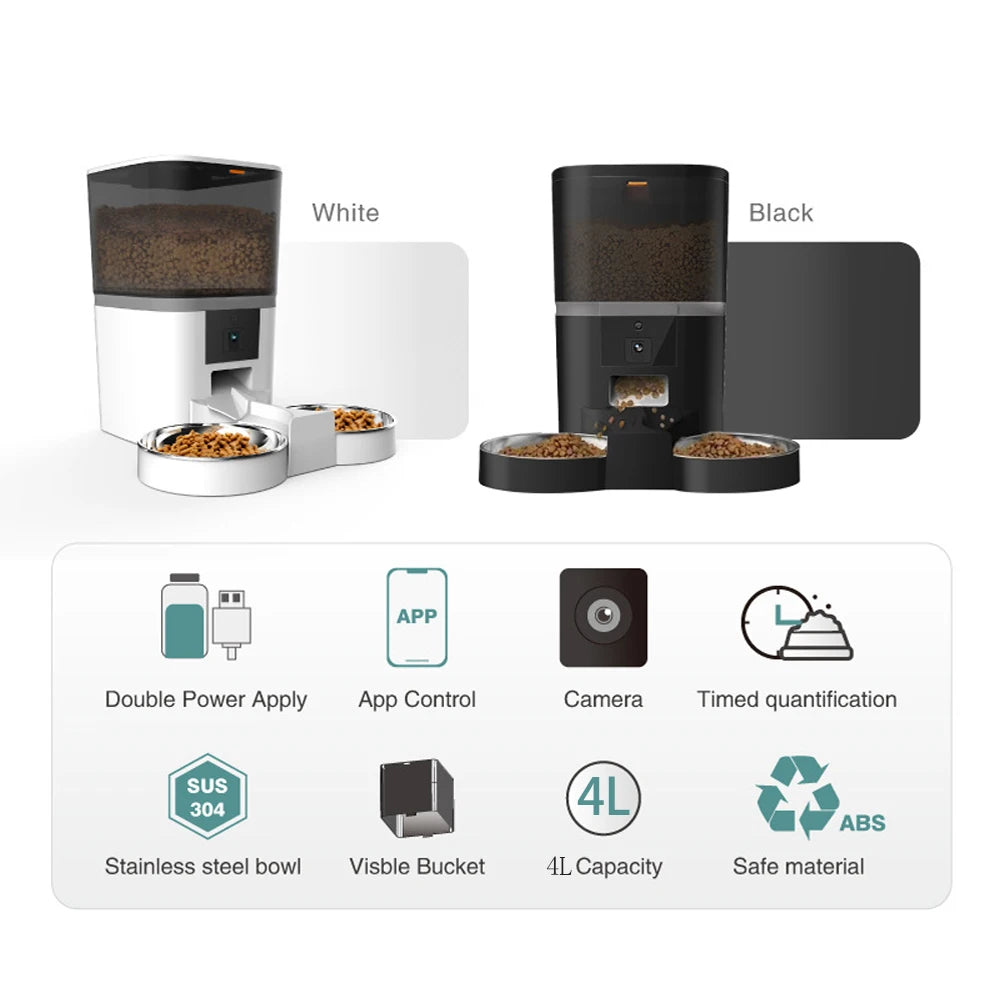 Smart WiFi Automatic Pet Feeder with HD Camera | 4L Remote Cat & Dog Food Dispenser