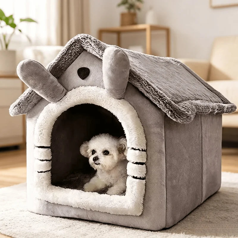Indoor Warm Pet House for Dogs & Cats – Soft Washable Cozy Bed Kennel