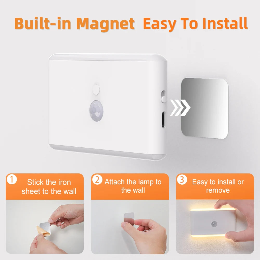 USB Rechargeable Motion Sensor Night Light – Smart LED Cabinet & Hallway Light (1–2 Pack)