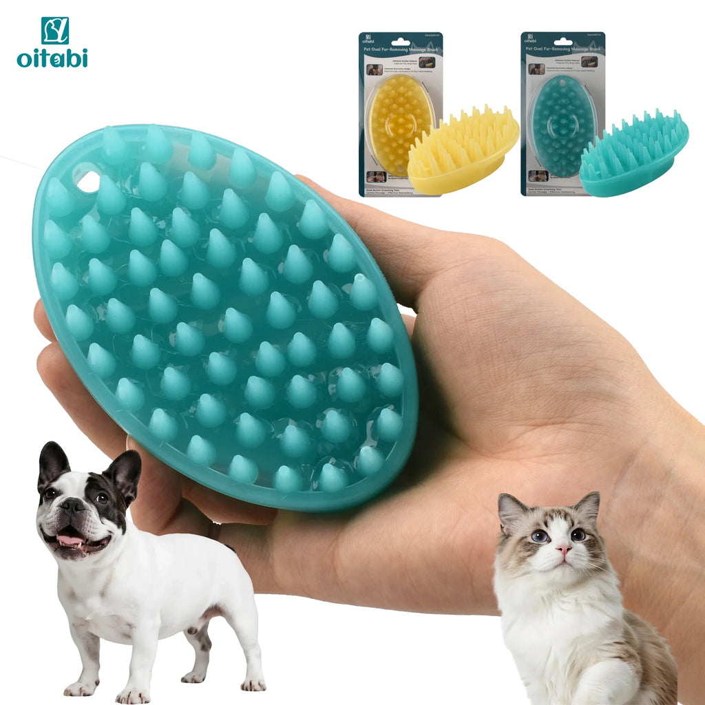 Premium Silicone Pet Grooming Brush | Dog & Cat Bath Massage Comb