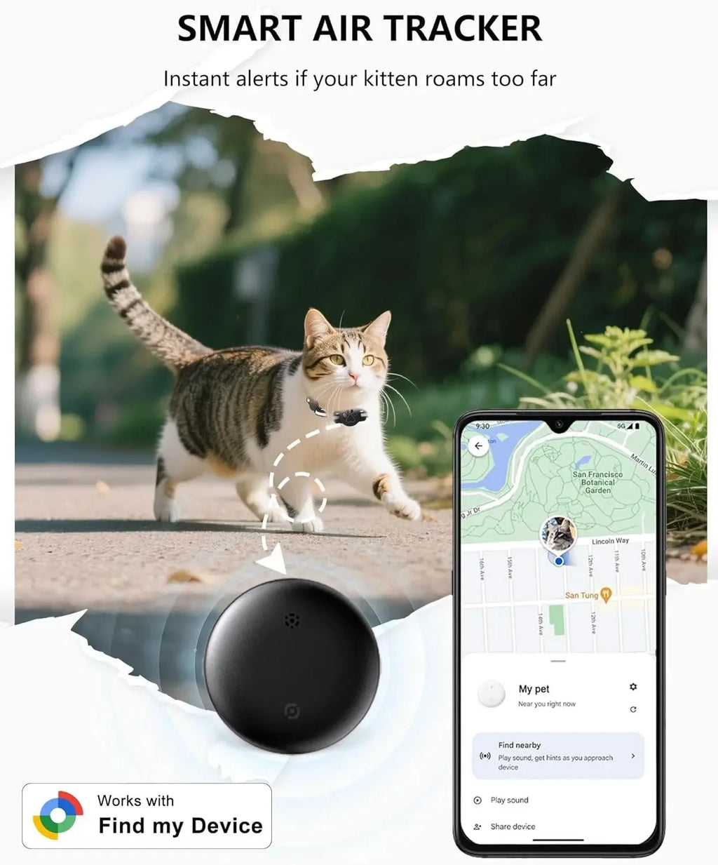Android-Compatible Bluetooth Pet Tracker & Collar