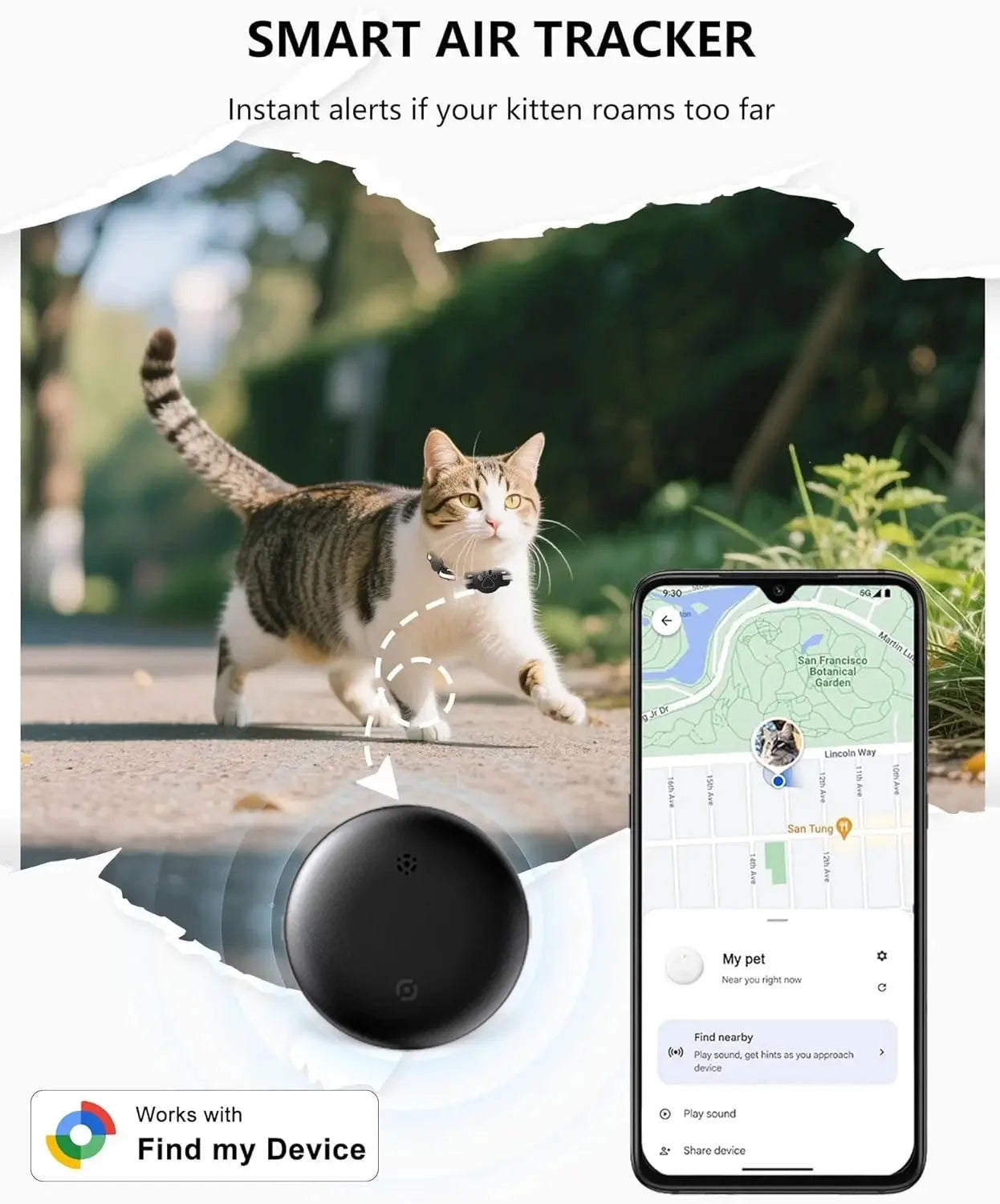 Android-Compatible Bluetooth Pet Tracker & Collar