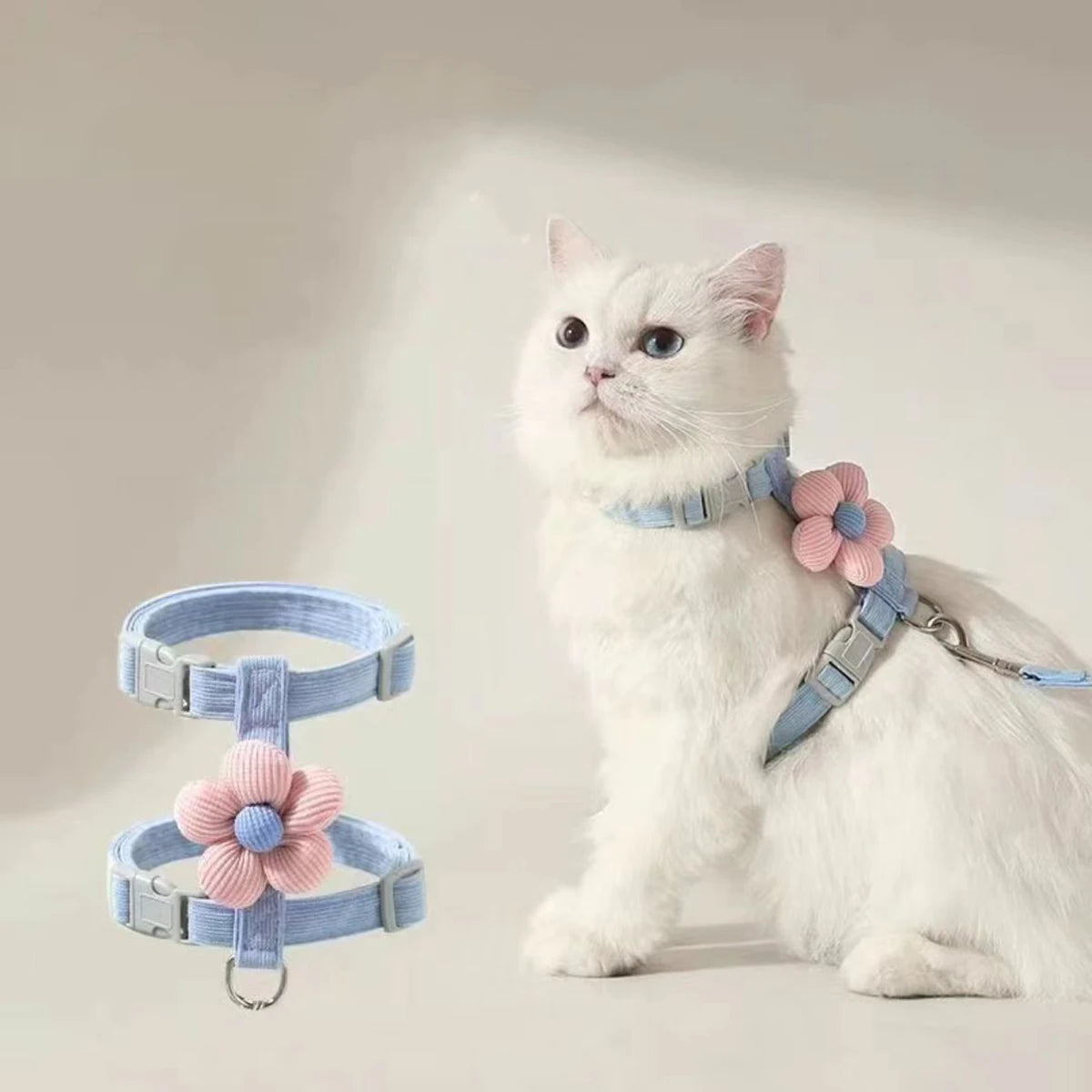 Adjustable Breathable Cat Harness & Leash Set | Escape-Resistant Walking Vest