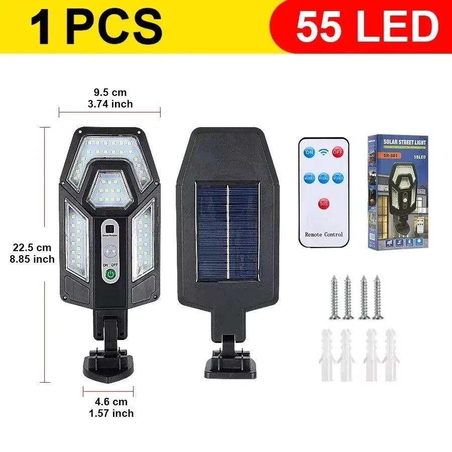 Solar Motion Sensor Outdoor Wall Light with Remote