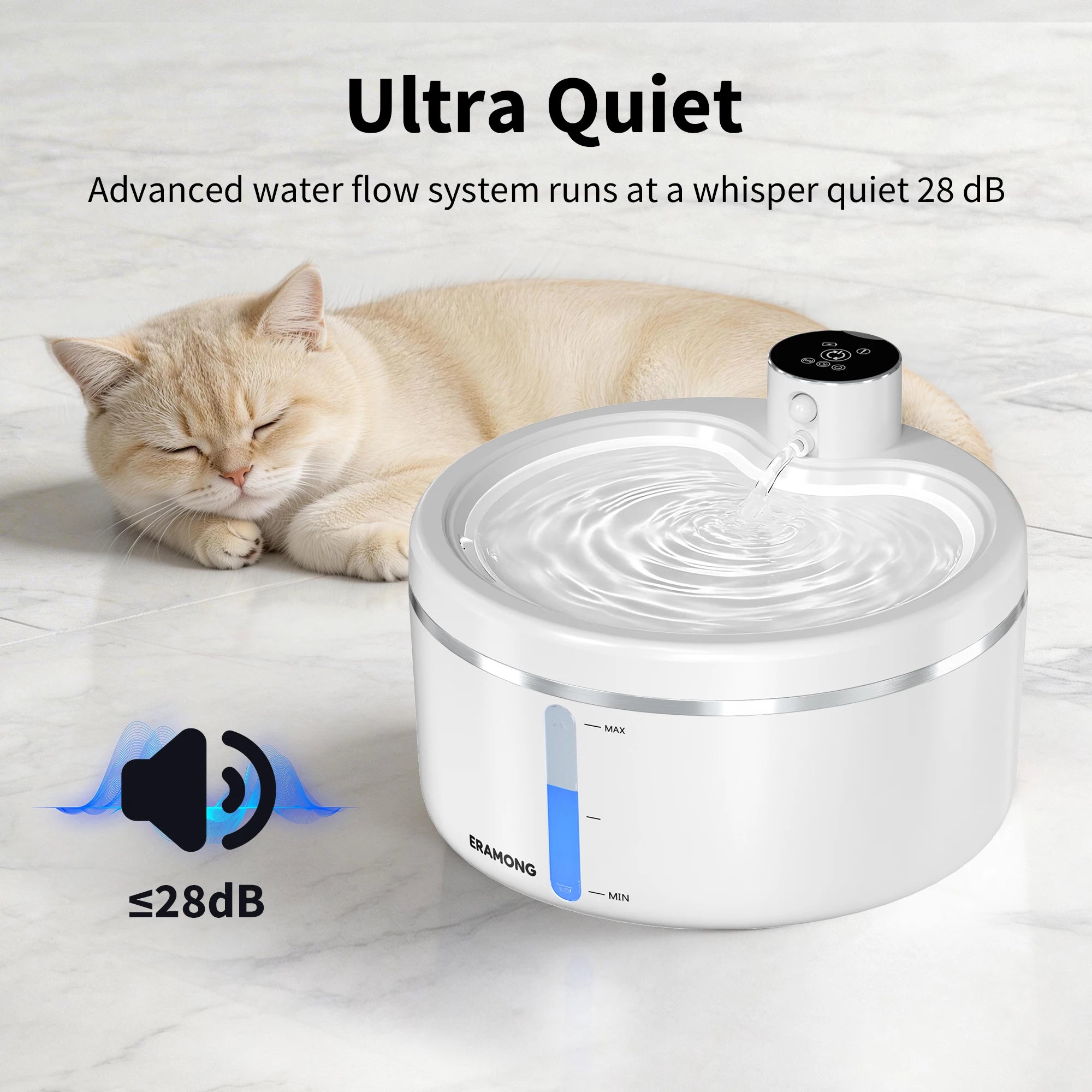 2.7L Wireless Smart Pet Water Fountain with Motion Sensor & Rechargeable Battery