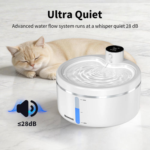 2.7L Wireless Smart Pet Water Fountain with Motion Sensor & Rechargeable Battery
