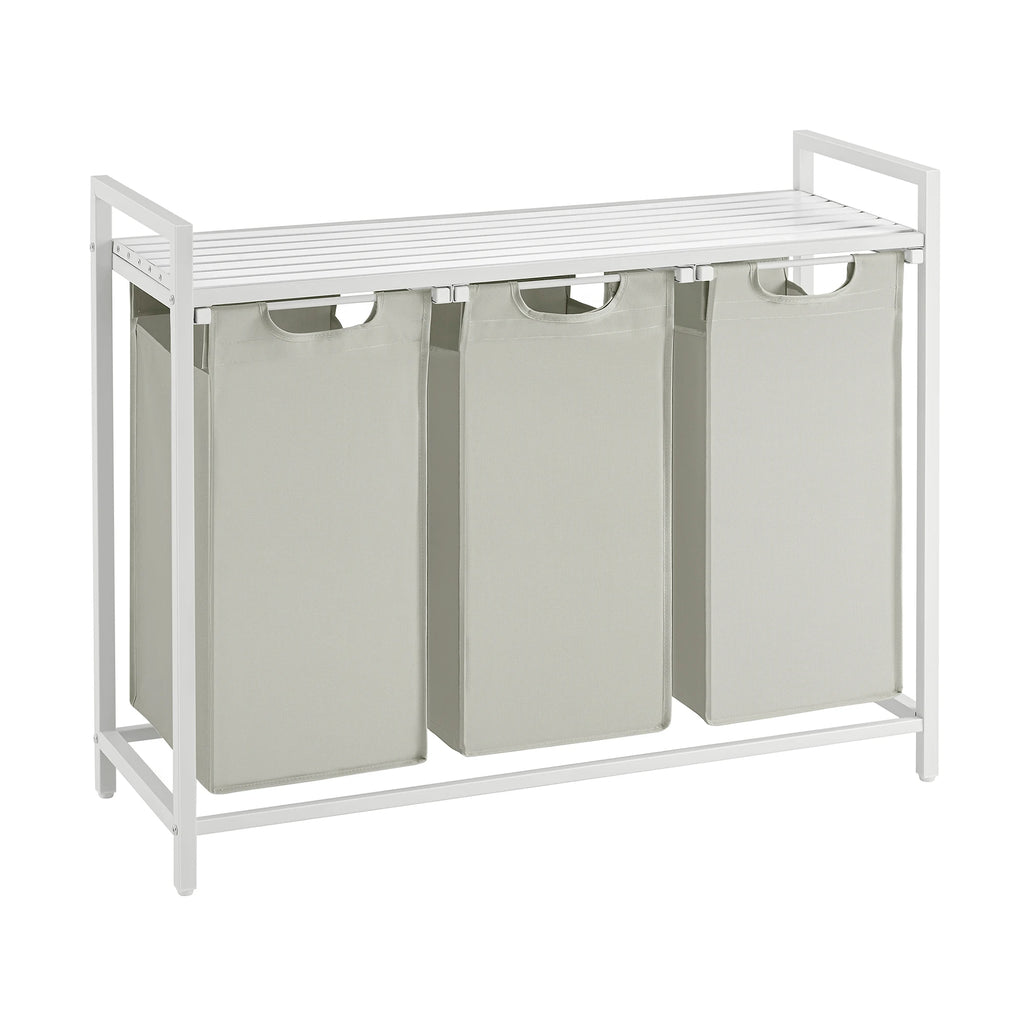 3-Compartment Laundry Hamper with Removable Bags & Top Storage Shelf